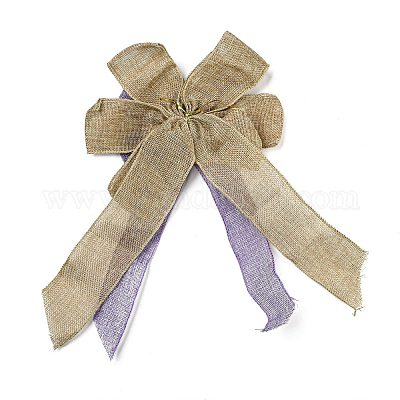 Рождественские льняные подвесные украшения с большим бантом AJEW-M041-03C-1