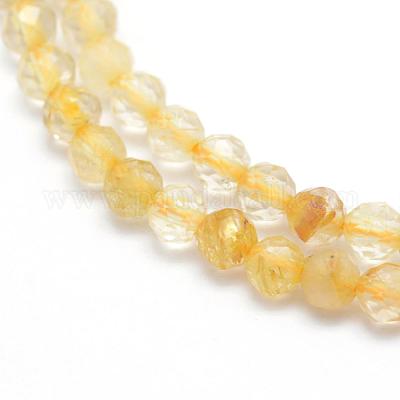 Нити бусин из натурального золота с рутилированным кварцем G-E411-17-3mm-1