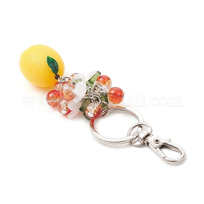 5 шт. брелок из непрозрачной смолы и окрашенного распылением стекла с эффектом кракле KEYC-JKC01343-1