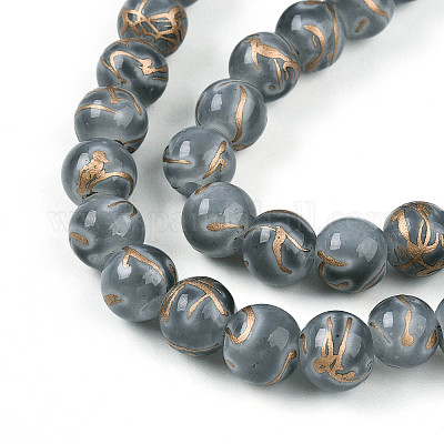 Выпечка окрашенные стеклянные бусины пряди DGLA-N010-8mm-09-1