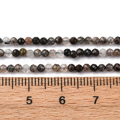 Нити бусин из натурального черного рутилированного кварца G-RM250104-C4-1