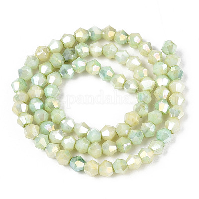 Граненые гальванические непрозрачные стеклянные бусины GLAA-T025-4mm-09D-1