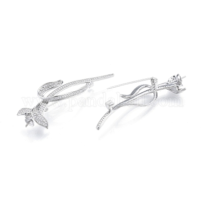 Брошь из латуни с прозрачным кубическим цирконием KK-I663-21P-1