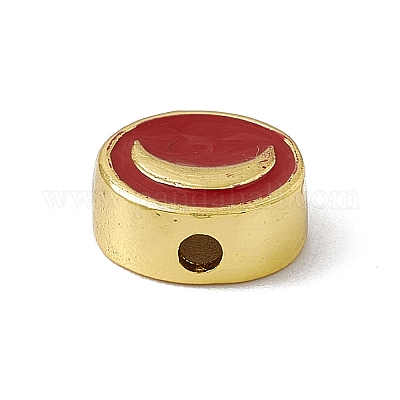 Настоящие 18-каратные позолоченные латунные эмалевые бусины KK-A170-01G-04-1