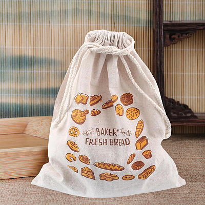 2 шт. льняные мешочки с принтом хлеба AJEW-CP0003-81B-1