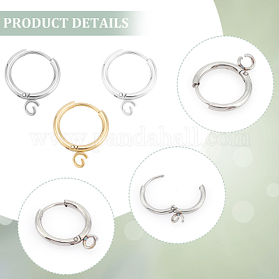 12 шт. 3 цвета 201 нержавеющая сталь фурнитура для сережек-колец STAS-UN0057-49-1