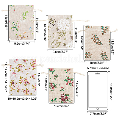 40 шт. 5 стиля упаковочных мешочков со шнурком ABAG-PH0001-22-1