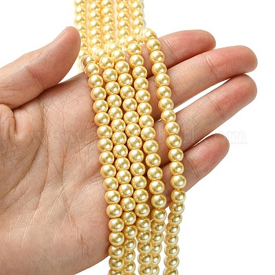 Экологичные нити жемчужных бусин из окрашенного стекла HY-A008-6mm-RB072-1