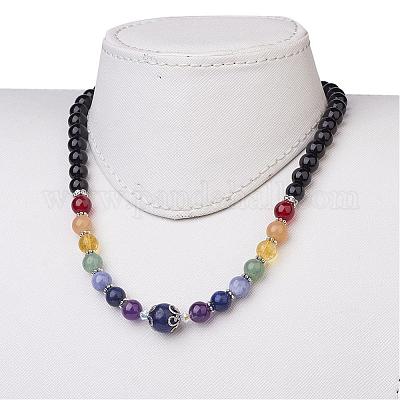 Смешанный драгоценный камень бисером ожерелья NJEW-JN01753-1