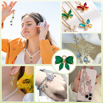 12 шт. латунные стеклянные подвески KK-PH0013-43B-1