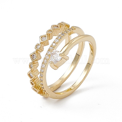 Открытое кольцо-манжета со стрелой из прозрачного кубического циркония RJEW-G276-09G-1