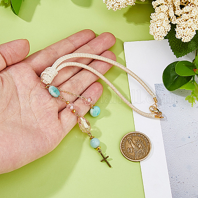 Подвеска из стекла и сплава с натуральным амазонитом HJEW-WH00102-1