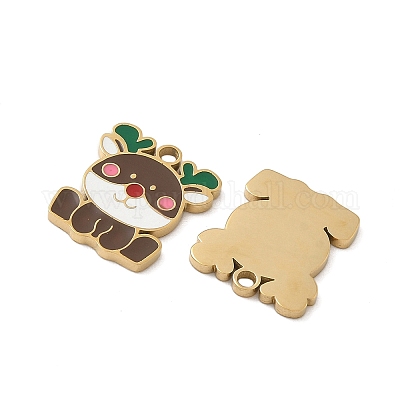 Рождественские эмалевые подвески из нержавеющей стали 304 STAS-Z093-08N-G-1