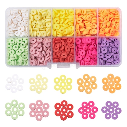 1500 Stück 10 Farben helle Farben umweltfreundliche handgefertigte Fimo-Perlen CLAY-YW0001-37A-1