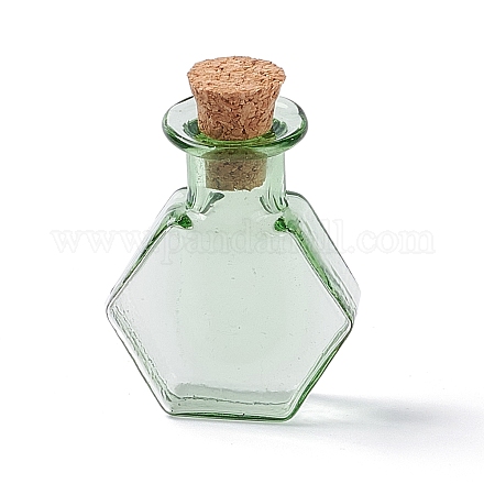 Hexagone maison de poupée miniature verre bouteilles de liège ornement AJEW-F058-01G-1