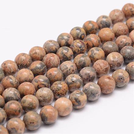 Brins de perles de jaspe en peau de léopard jaune naturel G-K153-B44-6mm-1
