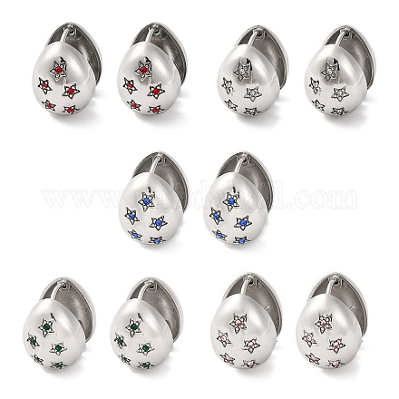 Серьги-кольца из нержавеющей стали 304 с прозрачным кубическим цирконием для женщин EJEW-Z076-03P-1