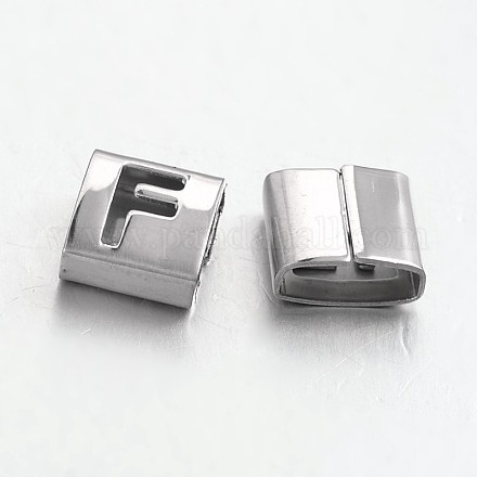 Letter Style 201 Stainless Steel Square Slide Charms STAS-L132-08-1