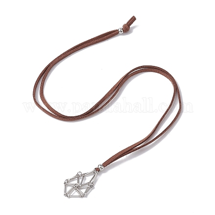 Catene a maglie con barra in ottone sacchetto macramè porta pietra vuoto per realizzare collane con ciondolo NJEW-JN04488-02-1