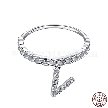 925 anello da dito da donna in argento sterling placcato rodio con micro pavé di zirconi trasparenti RJEW-F150-16B-17P-1