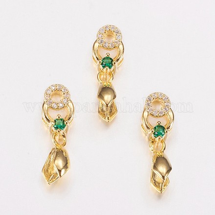Long-Lasting Plated Brass Micro Pave Cubic Zirconia Ice Pick and Pinch Bails ZIRC-F069-01B-G-1