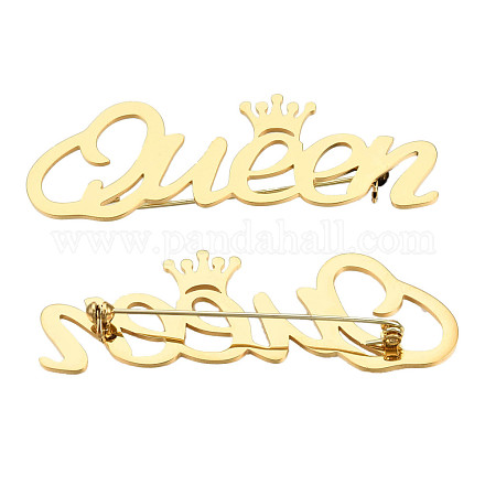 201 слово «королева» из нержавеющей стали с булавкой в виде короны на лацкане JEWB-N007-125G-1