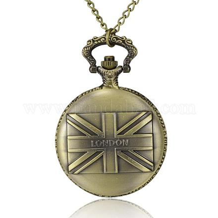Flat Round with the Union Jack Alloy Quartz Pocket Watches WACH-N039-02A-1
