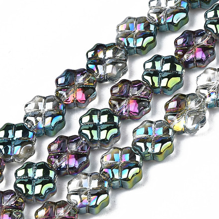 Electroplate Half Translucent Glass Beads Strands EGLA-S193-05-1
