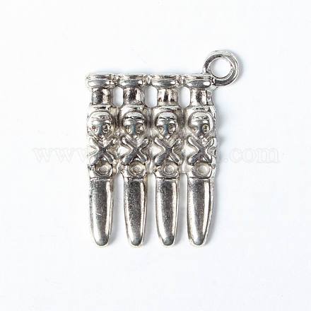 Antique Silver Tibetan Style Bullet Pendants X-LF1455Y-1