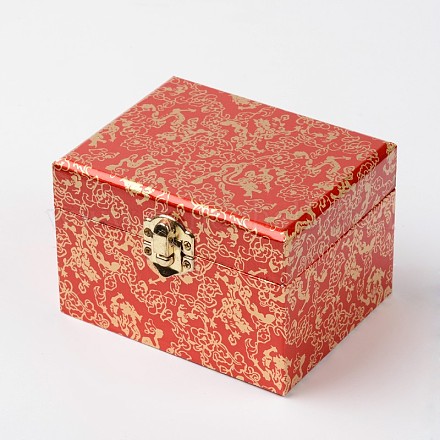 Rectángulo chinoiserie regalo embalaje cajas de joyas de madera OBOX-F002-18B-01-1