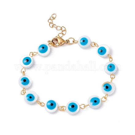 304 bracelets en perles de coquillage en acier inoxydable et émail BJEW-C015-20G-01-1