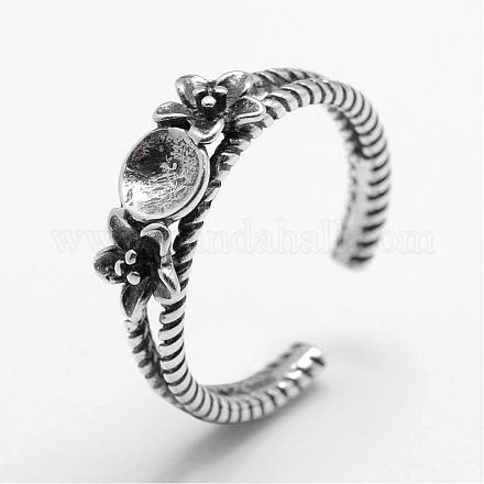 Adjustable Thai Sterling Silver Ring Components STER-F025-44AS-1