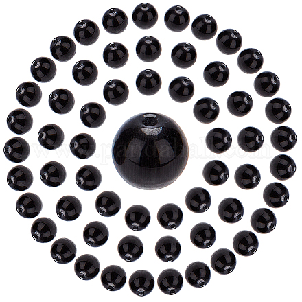 サニークルー100個キャットアイビーズ  ラウンド  ブラック  8mm  穴：1.2mm GLAA-SC0001-47B-01-1