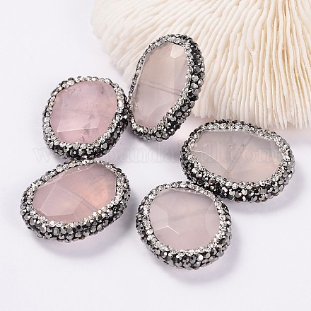 Oval Faceted Natural Rose Quartz Beads G-F233-34-1