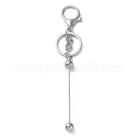 Porte-clés perlé barre en alliage pour la fabrication de bijoux bricolage artisanat KEYC-A011-01P-1