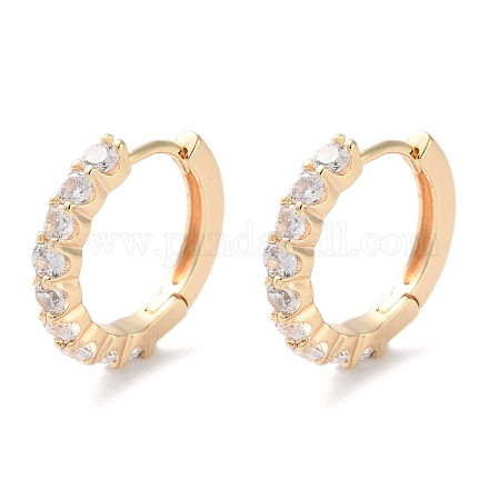 Латунные серьги-кольца из прозрачного кубического циркония EJEW-C121-03G-1