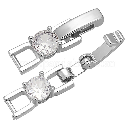 10 шт. стойка с покрытием латунь микропаве прозрачный кубический цирконий складные застежки KK-ME0002-37P-1