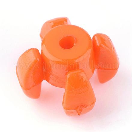不透明なアクリルビーズ  ロンデル  ダークオレンジ  11x15.5x15.5mm  穴：2mm  約330個/500g SACR-S832-C21-1