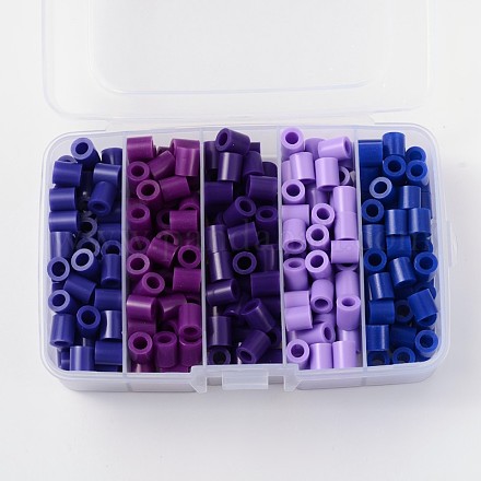 メルティビーズは、子供用DIYのヒューズビーズのリフィルをPE  チューブ  緩やかな紫色  8.5~9x9~9.5mm  約68個 /コンパートメント  340個/箱 DIY-X0244-07-B-1