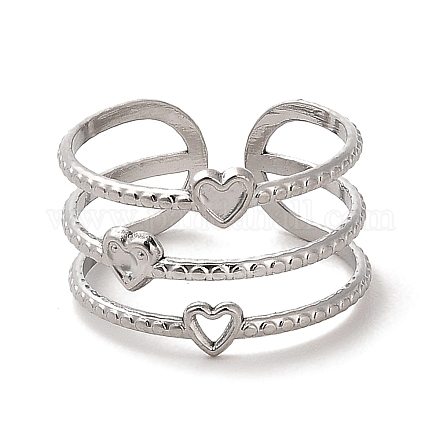 304 Stainless Steel Open Cuff Ring for Women RJEW-Z015-07P-1