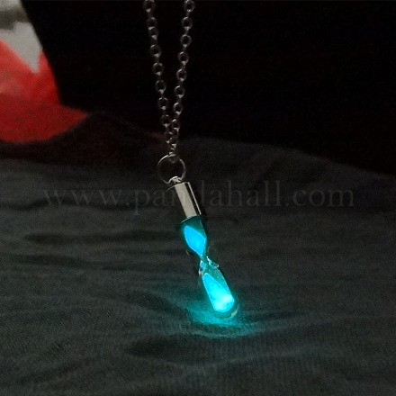 Bouteille de souhaits en verre avec collier pendentif en pierre de luminaires synthétiques LUMI-PW0001-061P-A-1
