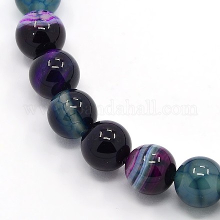 Natural Striped Agate/Banded Agate Beads Strands G-G582-4mm-16-1