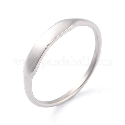 304 кольцо на палец из нержавеющей стали с простой полосой для женщин RJEW-L103-06-P-1