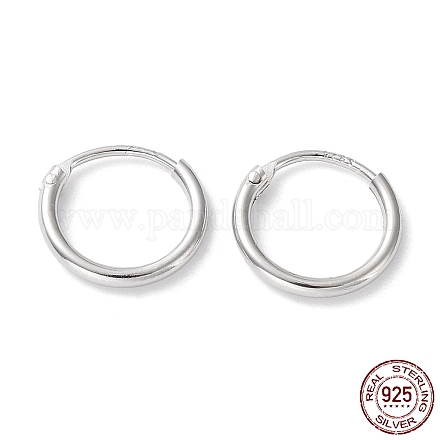 Boucles d'oreilles créoles en argent sterling plaqué rhodium 925 EJEW-K258-02A-P-1