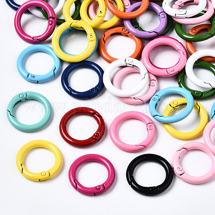 Spray Painted Eco-Friendly Alloy Spring Gate Rings X-PALLOY-T080-01-NR-1