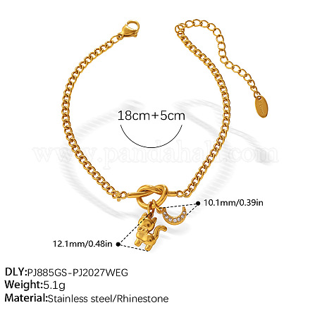 Armbänder mit Knotenanhänger aus Edelstahl 304 und KristallStrassen für Damen&nbsp;WGFD32A-03-1