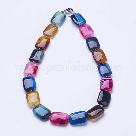 Natural Agate Beaded Necklaces NJEW-G918-03-1
