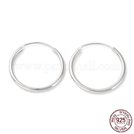 Rhodium Plated 925 Sterling Silver Huggie Hoop Earrings EJEW-K258-02C-P-1