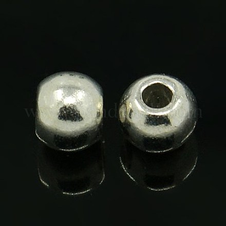 チベット風合金ビーズ  バレル  銀色のメッキ  鉛フリー＆カドミウムフリー  6x5mm  穴：2.5mm X-K0NTG021-1