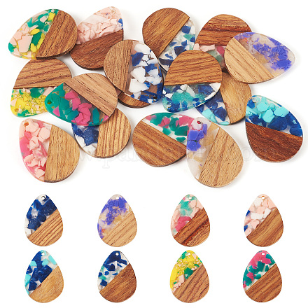 16 шт. подвески из 8-х цветов из смолы и ореха RESI-TA0003-95-1